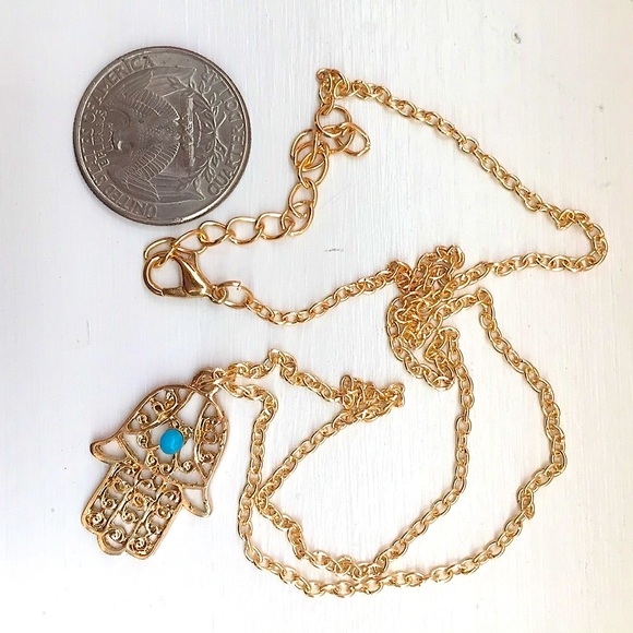 🔴5/$15🔴CLEARANCE Turquoise Hamsa Necklace NEW - Picture 6 of 11